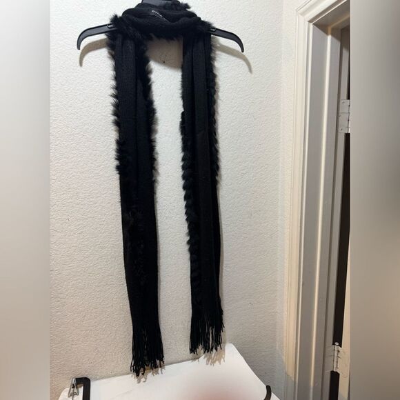 Dana Stein Rabbit Fur black scarf - Picture 1 of 6